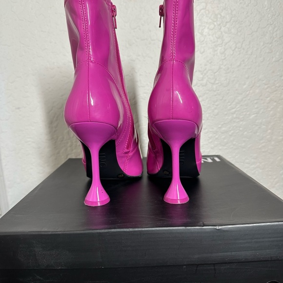 INC International Concepts Hot Pink Patent Pointed Toe Ankle Boots - Picture 2 of 4
